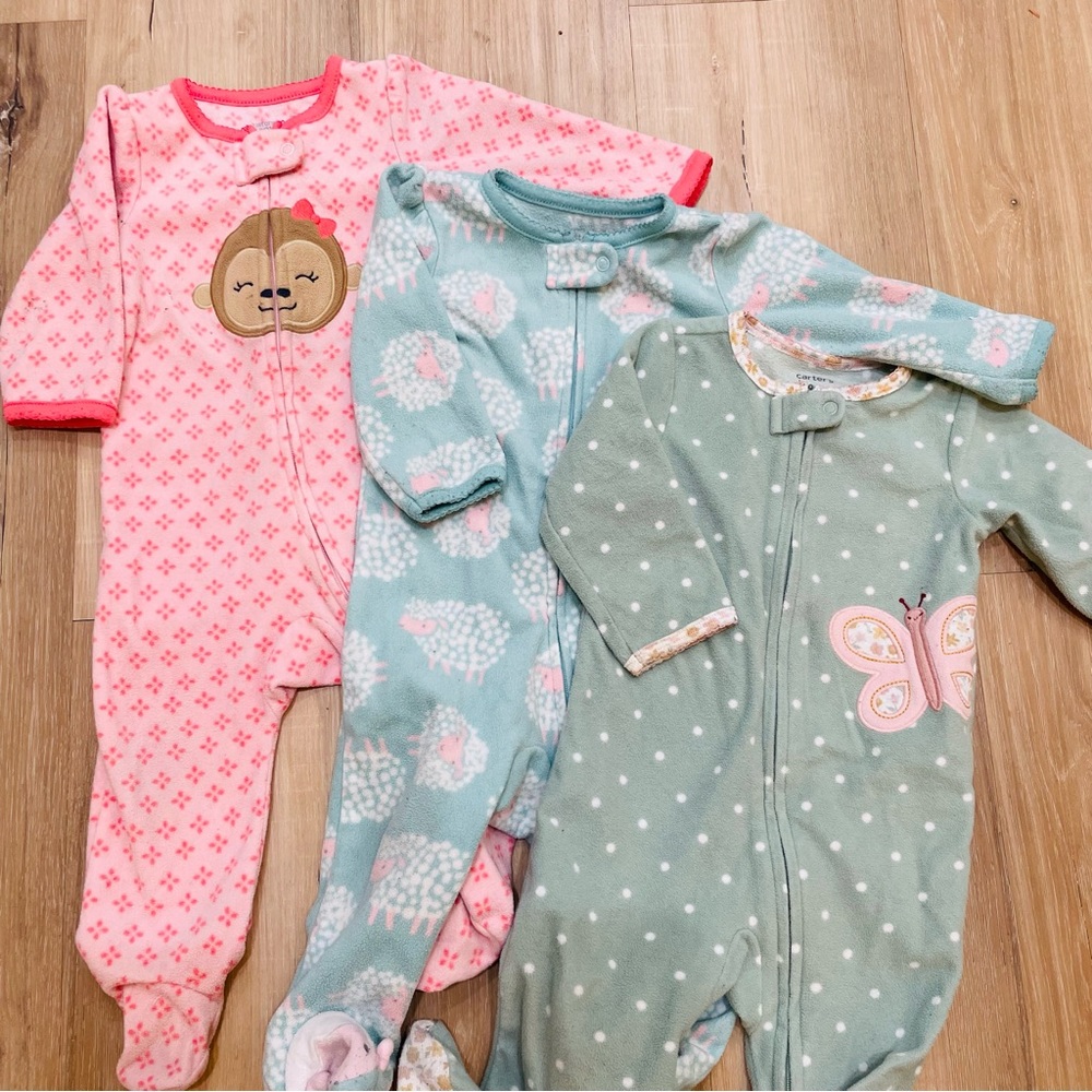 Baby girl fleece pajamas 3 pieces